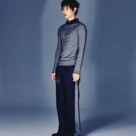 Nice Ghost Club Stripe Collar Long Sleeve Knit Tee