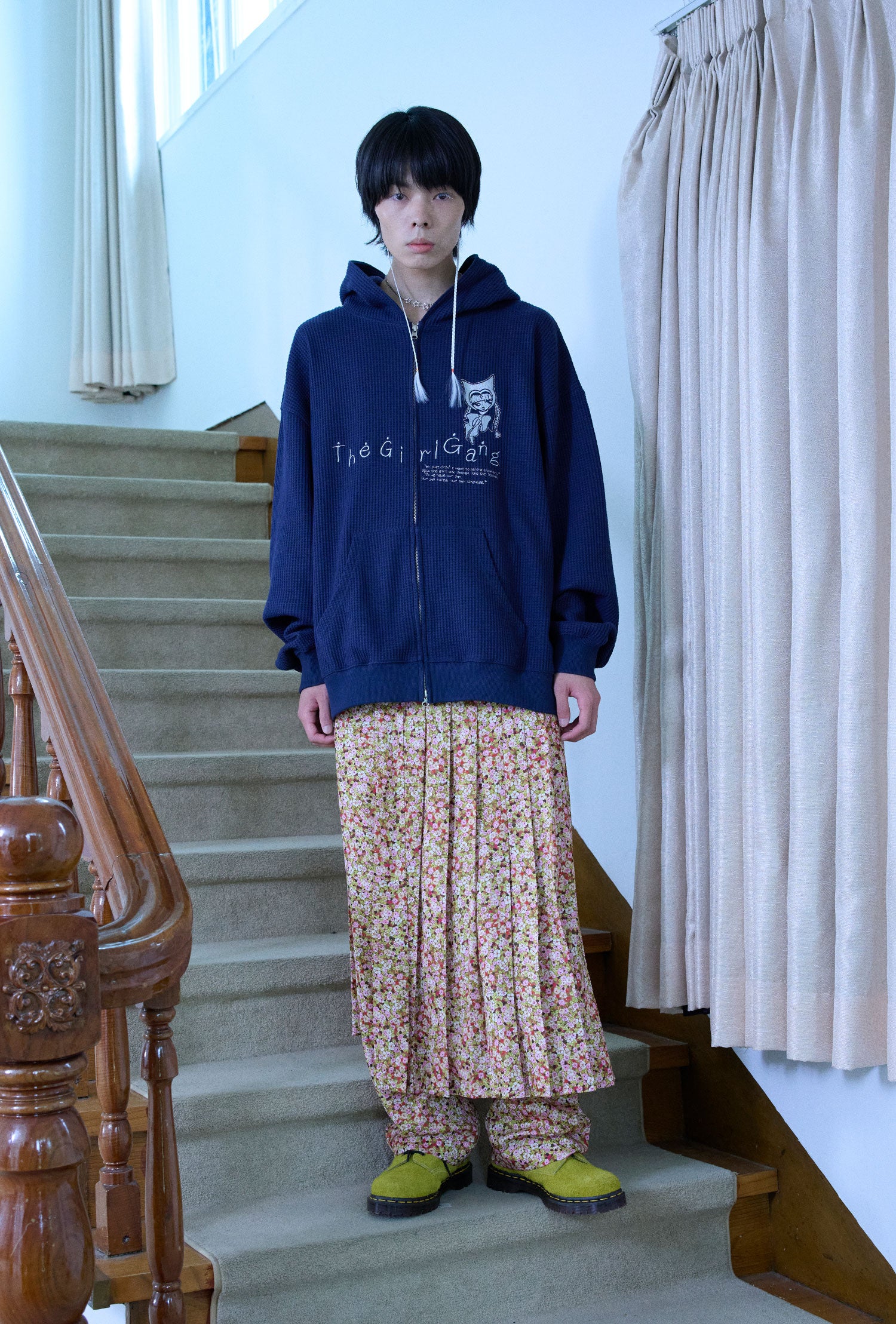 Nice Ghost Club The Girl Gang Waffle Hoodie Zip-Up