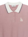 MLB Women's Varsity Color Block Polo Short Sleeve Knit Pullover