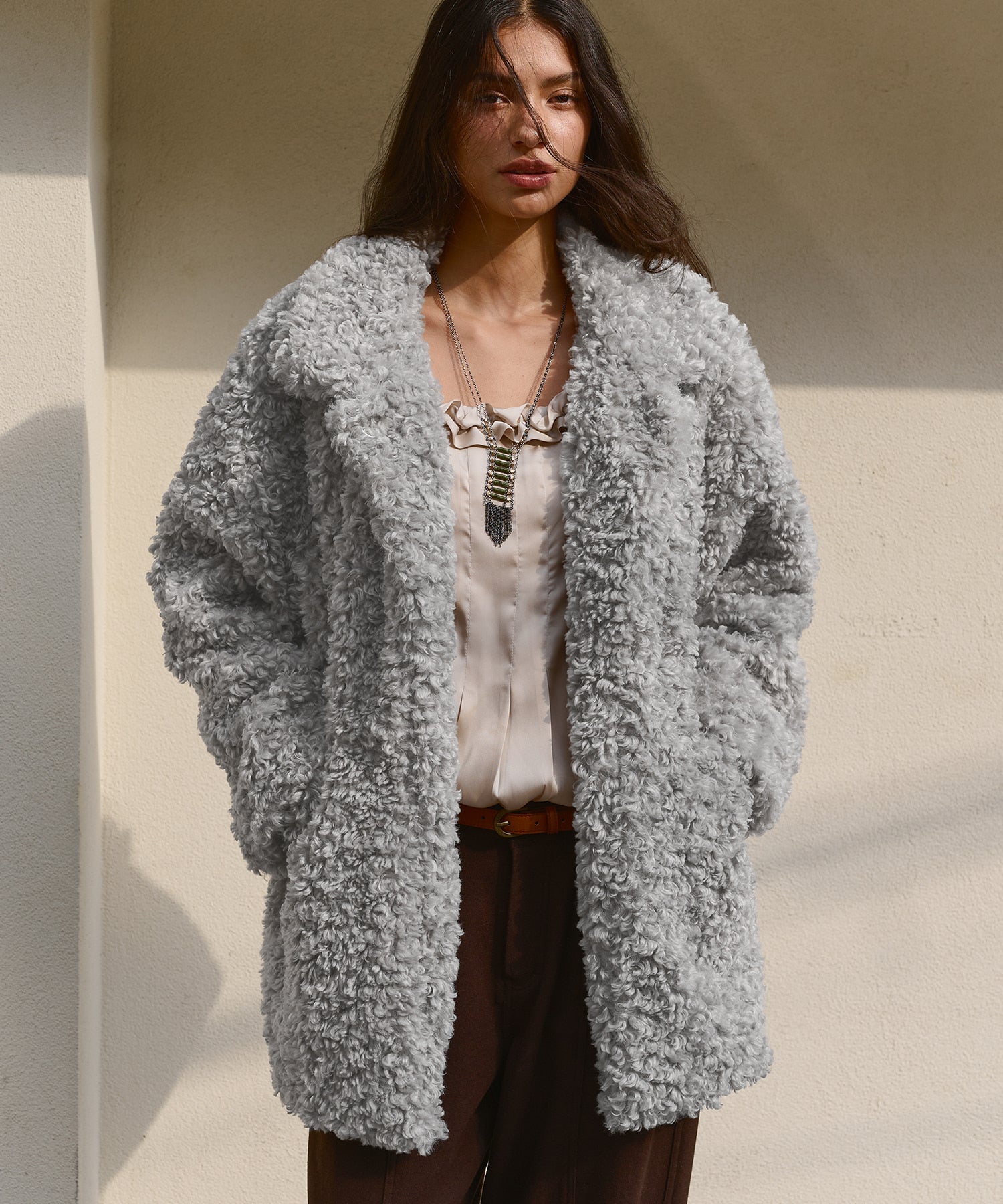 Bitter Cells Curly Collar Fur Jacket