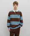 Marithé François Girbaud Classic Logo Stripe Rugby Sweatshirt Blue