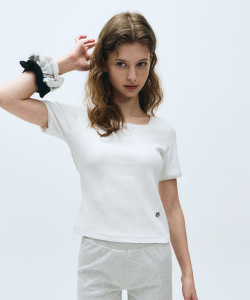 Marithé François Girbaud W Lace Detail Tee White