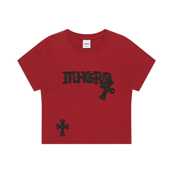 Mahagrid Gothic Applique Crop Tee
