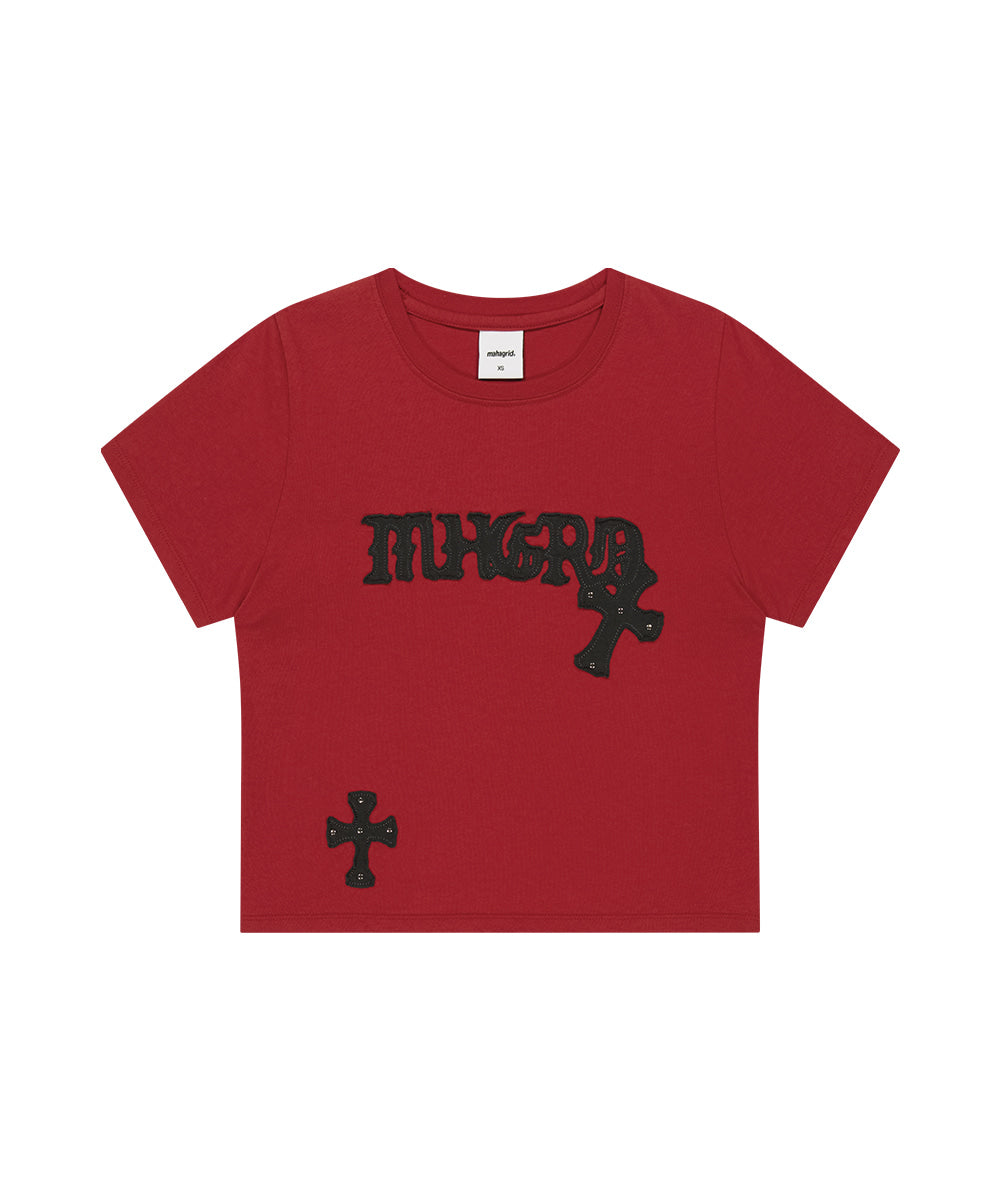 Mahagrid Gothic Applique Crop Tee