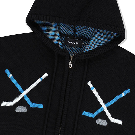 Mahagrid Hockey Knit Zip-Up Hoodie