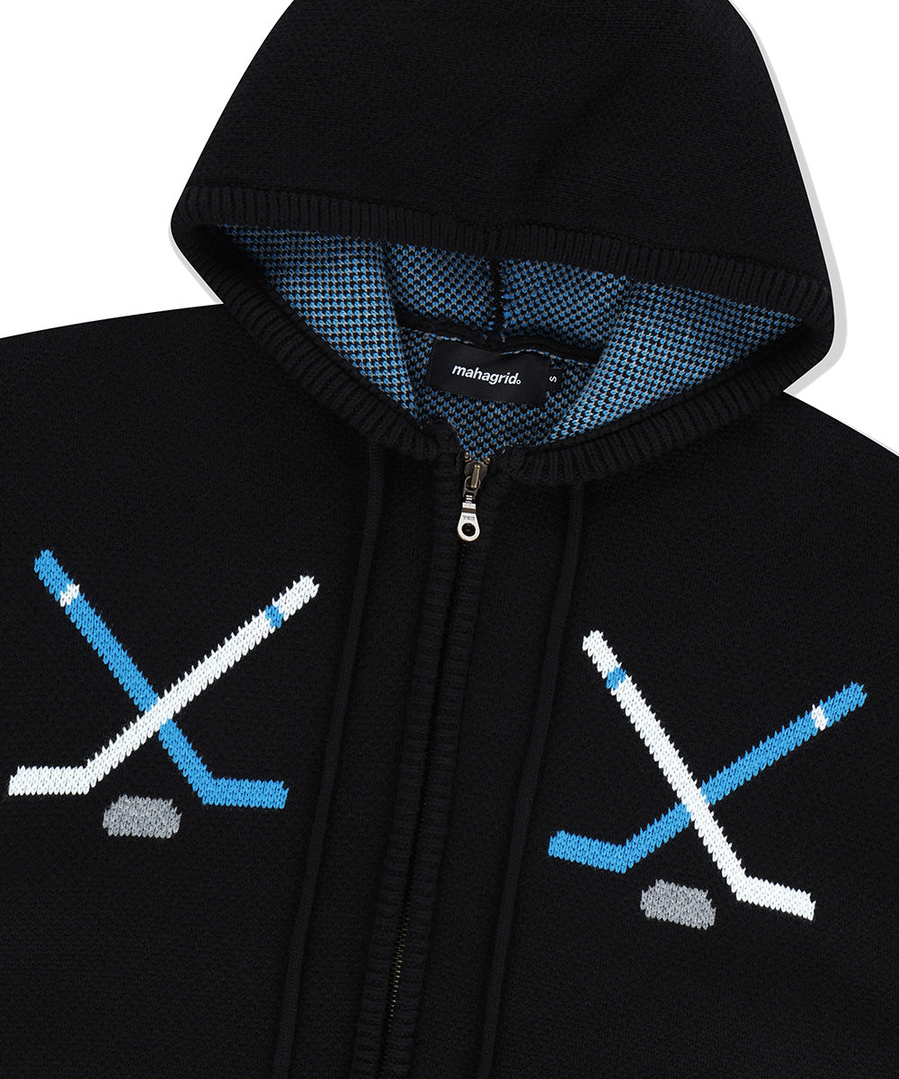 Mahagrid Hockey Knit Zip-Up Hoodie
