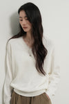 General Idea WOMAN Cotton Layered V-Neck Knit Pullover