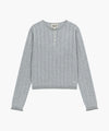 Marithé François Girbaud W CROCHET HALF BUTTON KNIT melange gray