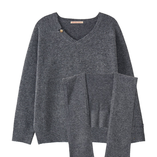 Bitter Cells [SET] Essential V Neck Knit & Shawl