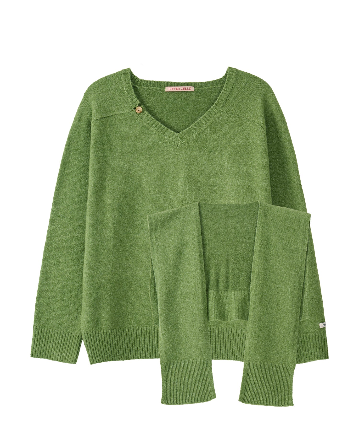 Bitter Cells [SET] Essential V Neck Knit & Shawl