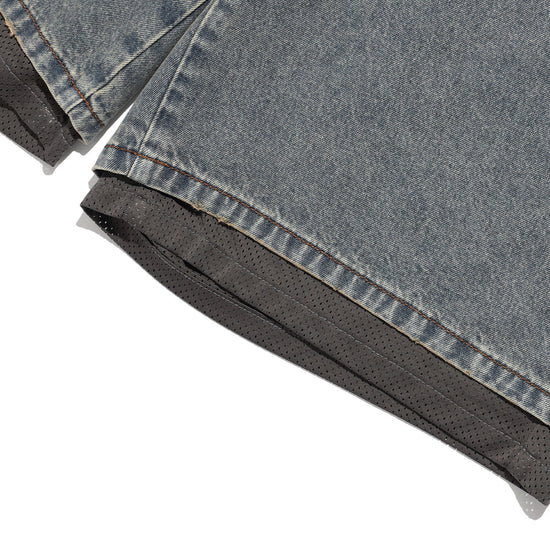 Nice Ghost Club Layered Mesh Denim Shorts