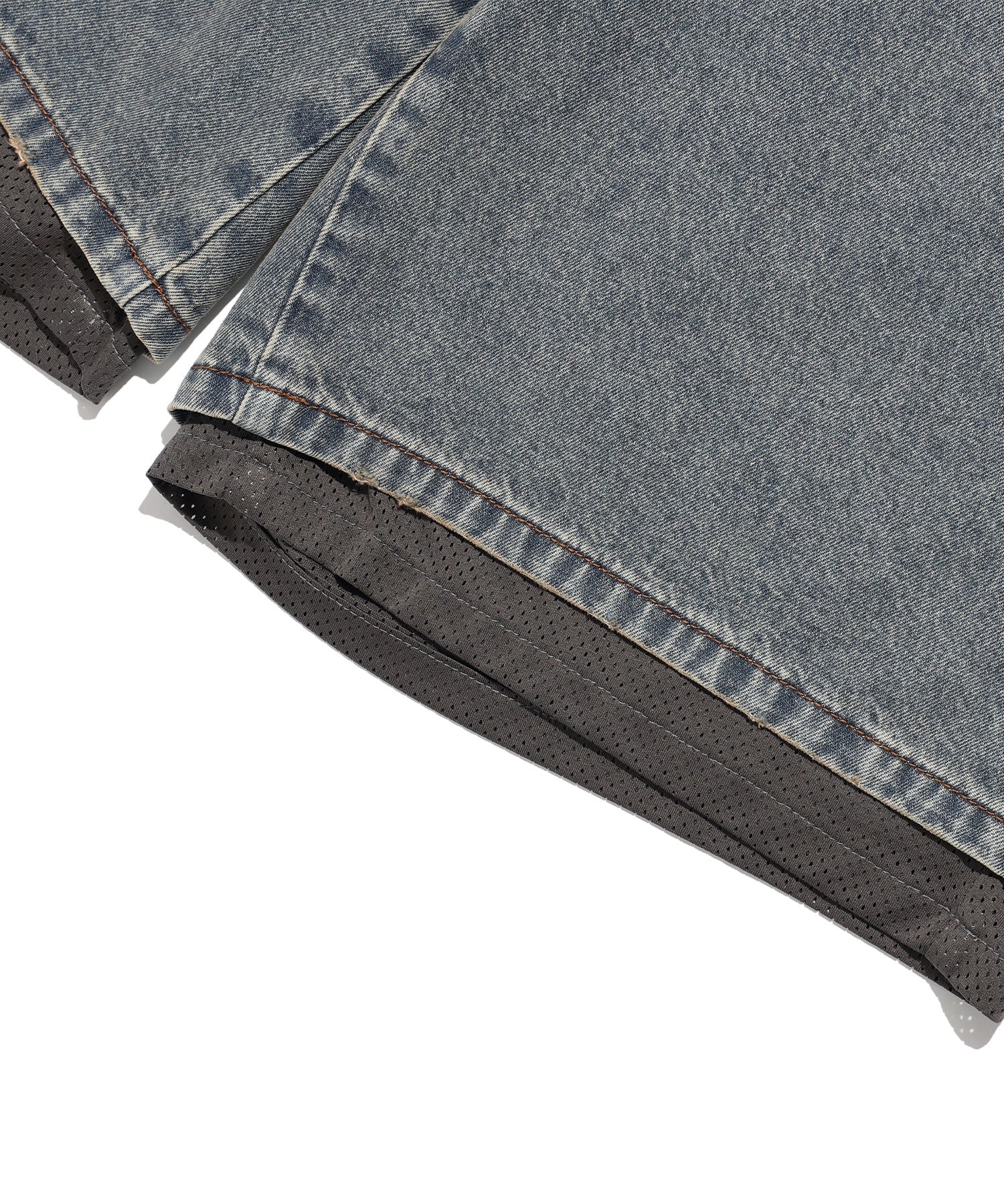 Nice Ghost Club Layered Mesh Denim Shorts
