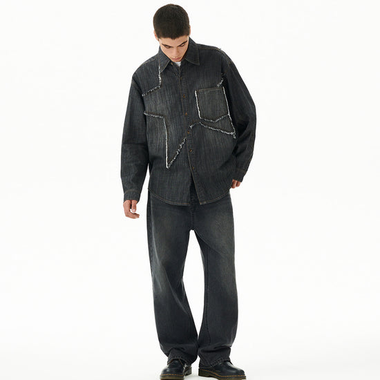 Mahagrid Star Raw Cut Denim Shirt
