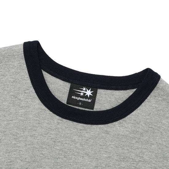 Nice Ghost Club [5/26 M size pre-order] Check 3Star Basic Ringer Tee [Grey]