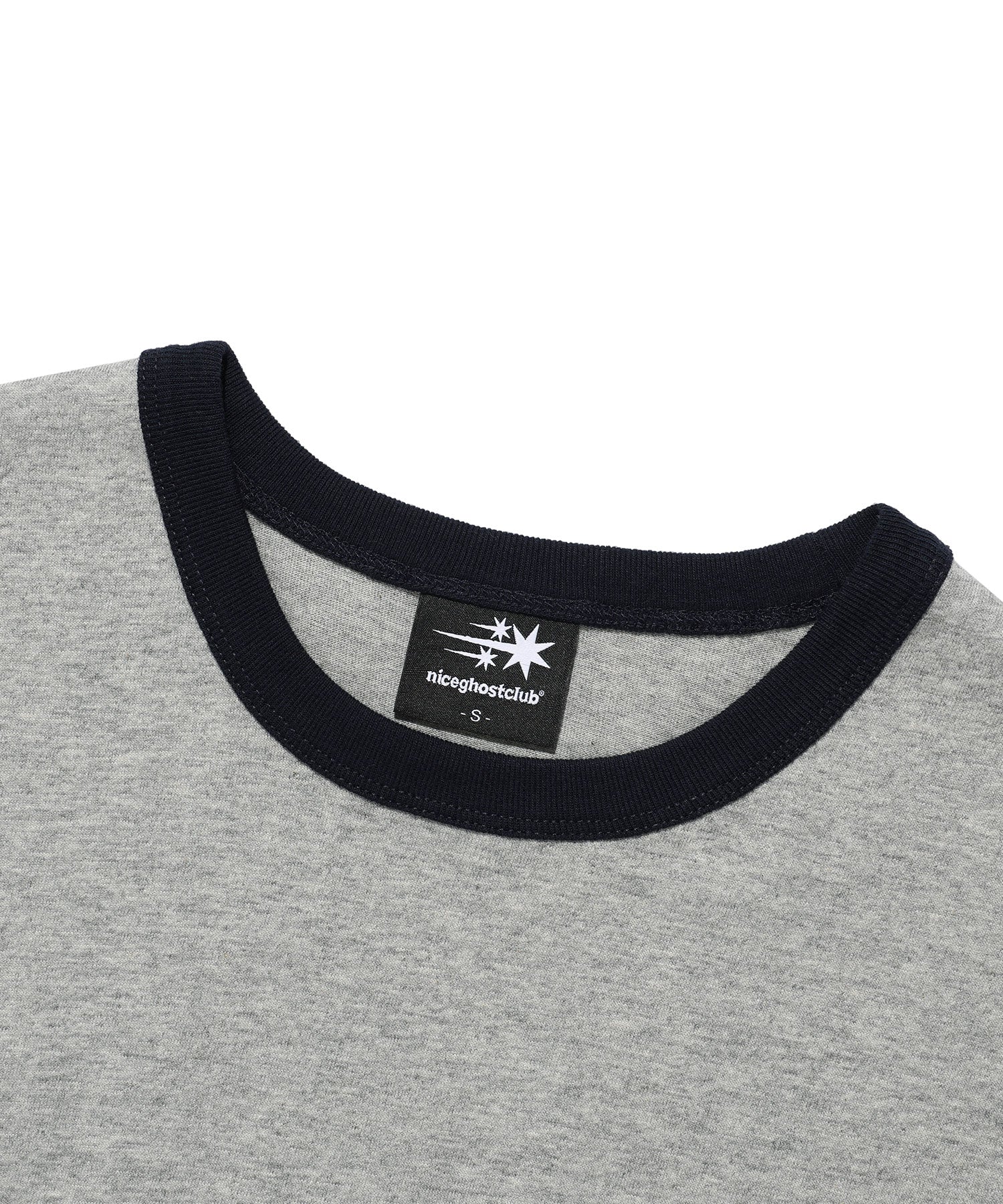 Nice Ghost Club [5/26 M size pre-order] Check 3Star Basic Ringer Tee [Grey]