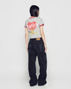 ADLV Woman Tennis AC Bear Crop Short Sleeve Ringer T-Shirt