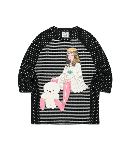 Nice Ghost Club Gakiya Isamu Stripe 3/4 Sleeve Tee [Black]
