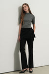 General Idea WOMAN Skirt Layered Bootcut Slacks [BLACK]