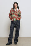 General Idea WOMAN Multi Stripe Rugby T-Shirt [BRICK]