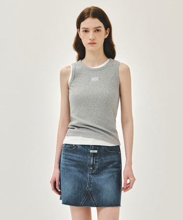 Marithé François Girbaud W RIBBON CLASSIC LOGO SLEEVELESS heather gray
