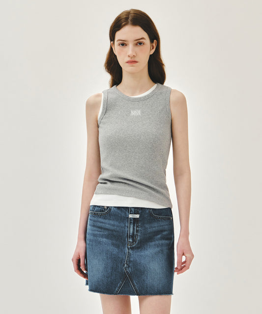 Marithé François Girbaud W RIBBON CLASSIC LOGO SLEEVELESS heather gray