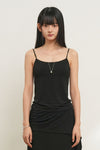 General Idea WOMAN Cap-Lined Backless Sleeveless Tank [BLACK]