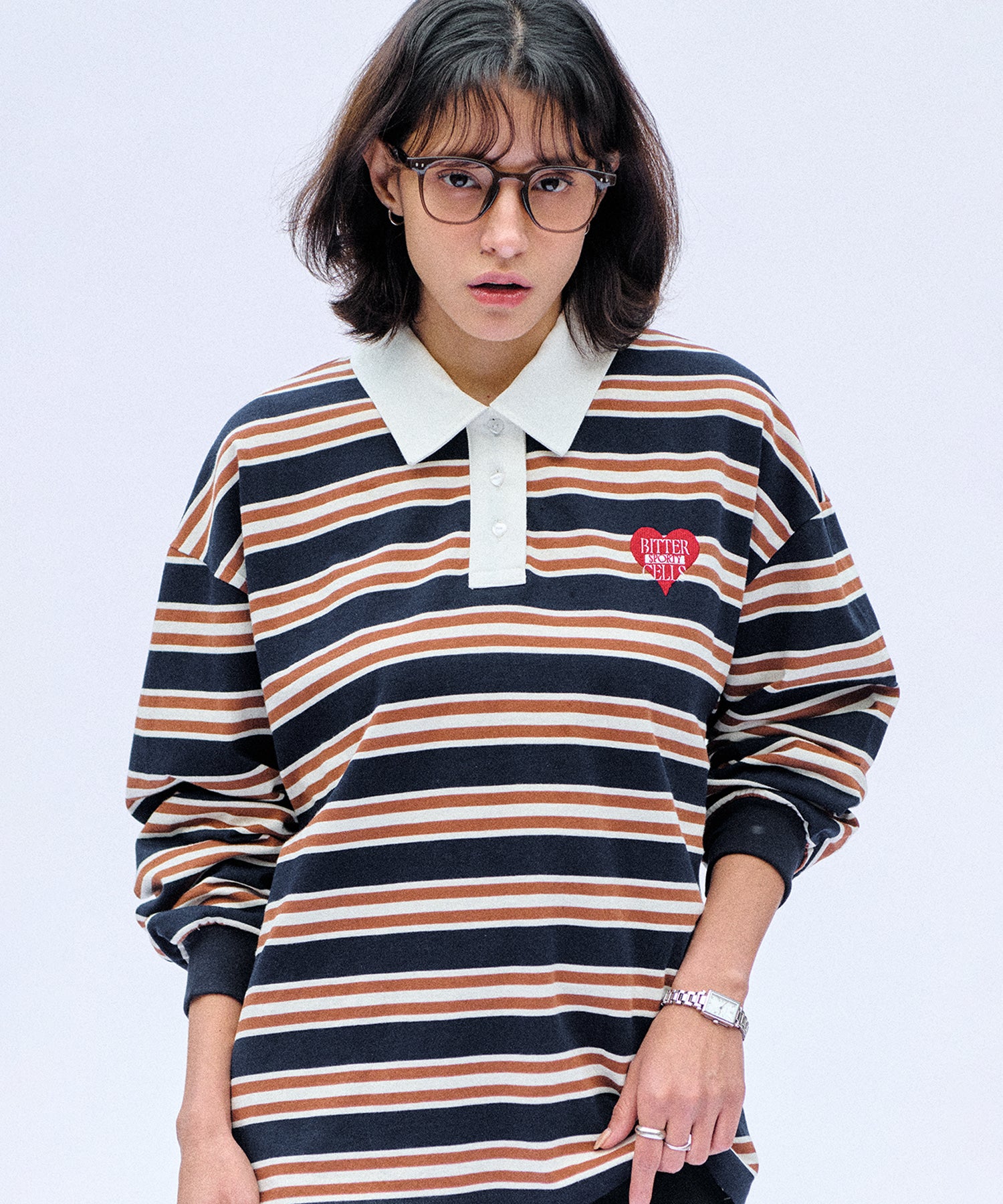 Bitter Cells Union Stripe Collar Tee