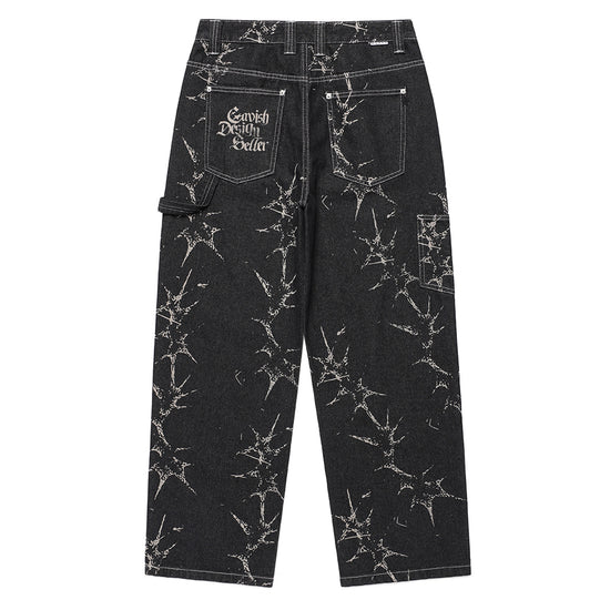 Cavish Printed Carpenter Denim Pants