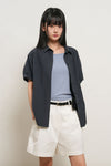 General Idea WOMAN Loose Fit Folded Sleeve Cotton Shirt