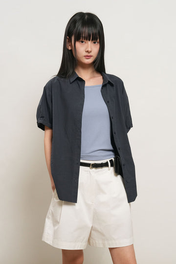 General Idea WOMAN Loose Fit Folded Sleeve Cotton Shirt