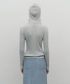 Marithé François Girbaud W BALACLAVA HOODIE SLIM KNIT Light Olive