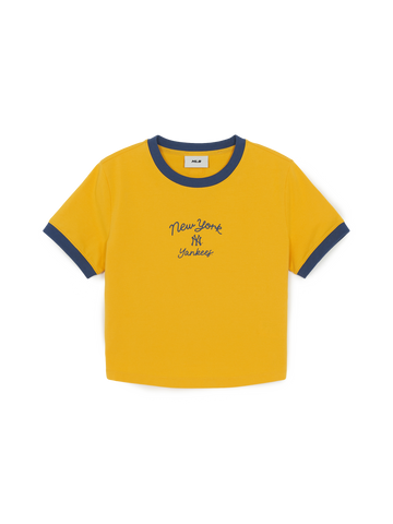 MLB Women's Sportive Cursive Ringer Crop T-shirts