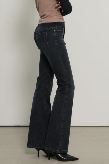 General Idea WOMAN Bootcut Washing Denim Pants [DEEP NAVY]