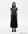 Mahagrid Shirring Half Zip-Up Jersey Tee