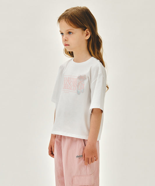 Marithé François Girbaud Kids Classic Ballet Logo Semi Crop Tee White
