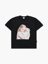 ADLV Baby Face Cat Hug Girl Short Sleeve T-Shirt