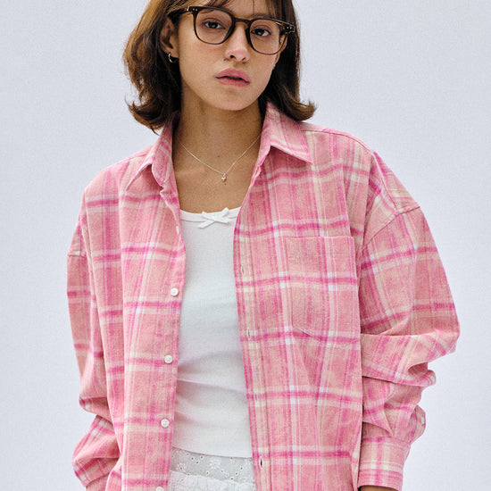 Bitter Cells Peach Check Shirt - Pink