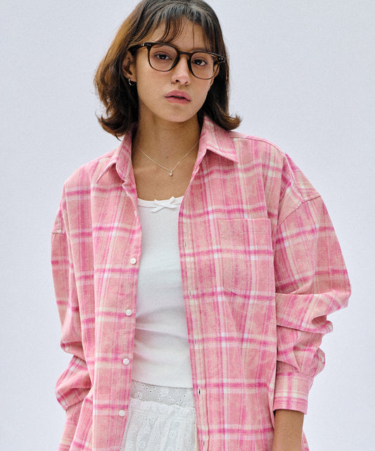 Bitter Cells Peach Check Shirt - Pink
