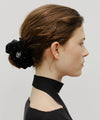Marithé François Girbaud CIRCLE LOGO SHINY VELVET SCRUNCHIE BLACK
