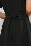 General Idea WOMAN V-Neck Puff Long Dress [BLACK]