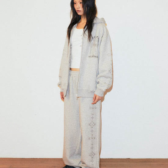 Mahagrid Cross Stud Hood Zip Up