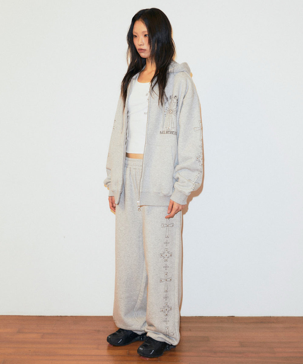 Mahagrid Cross Stud Hood Zip Up