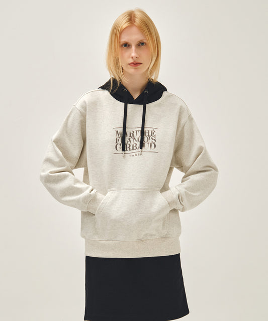 Marithé François Girbaud SHADOW CLASSIC LOGO COLOR BLOCK HOODIE oatmeal