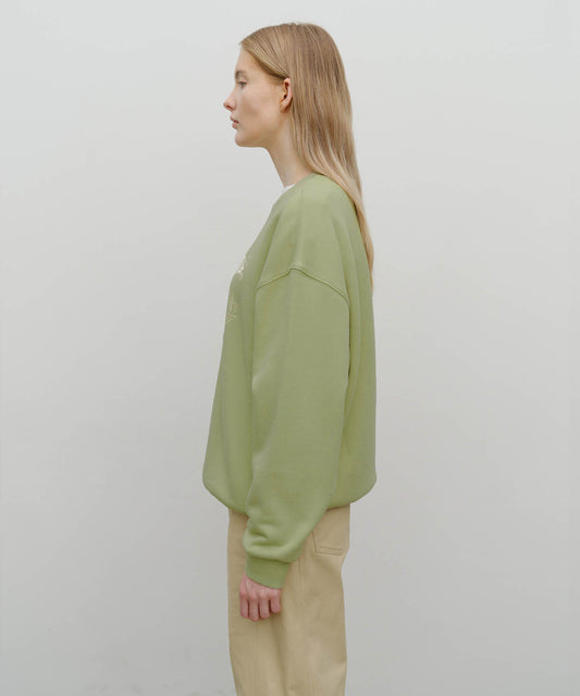 Marithé François Girbaud Winery Applique Logo Oversized Sweatshirt in Olive