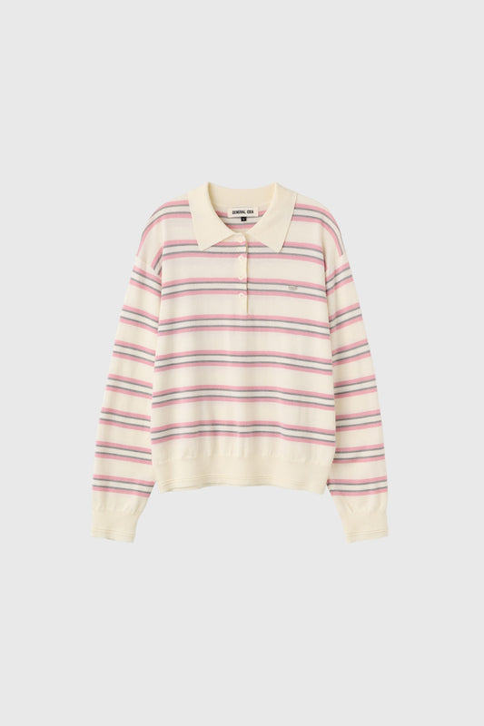 General Idea WOMAN Multi Stripe Loose Collar Knit