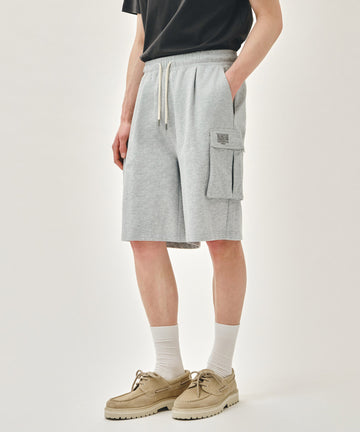 Marithé François Girbaud CLASSIC LOGO CARGO SWEAT SHORTS heather gray