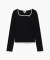Marithé François Girbaud W Color Point Square Neck Knit Pullover Sky Blue