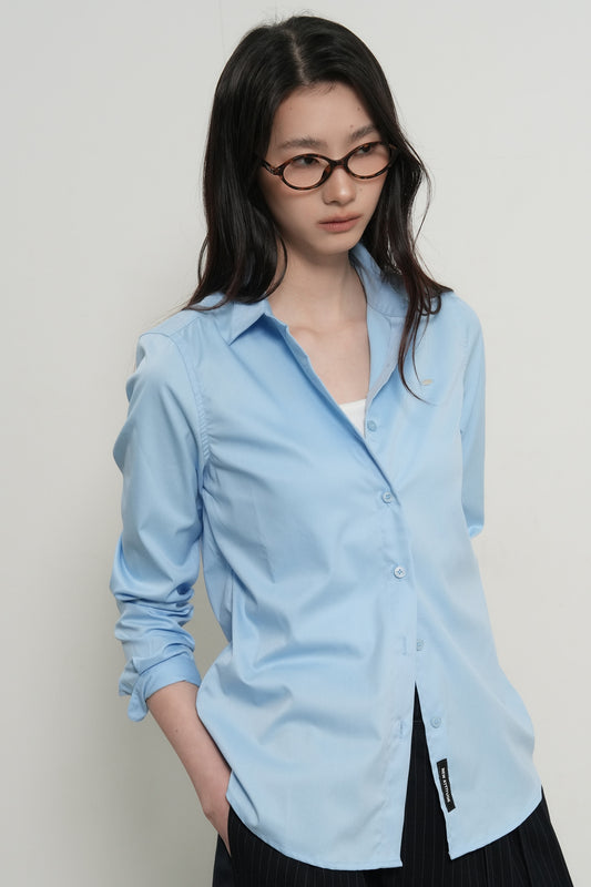 General Idea WOMAN Wrinkle Free Rivet Shirt [BLUE]