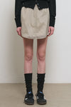 General Idea WOMAN Sheer Shirring Layered Banding Mini Skirt [ASH KHAKI]