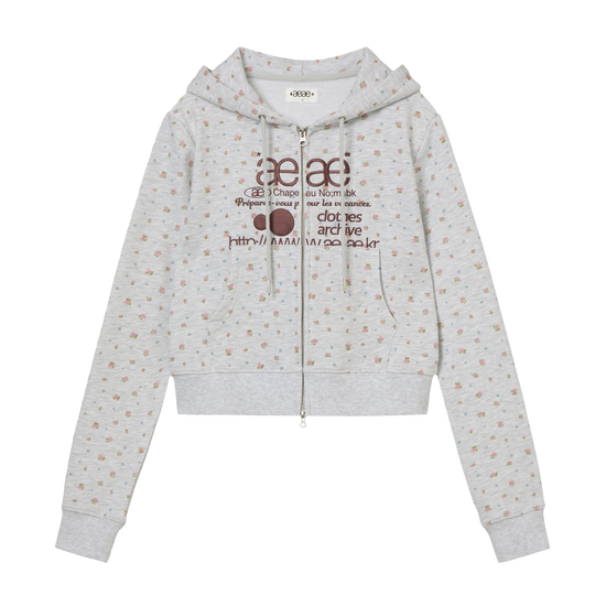AEAE Web Logo Flower Crop Hoodie Zip Up